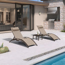 PURPLE LEAF Outdoor Chaise Lounge Chair  Patio Pool Lounger Bronze Aluminum Chairs with Side Table Adjustable Tanning Recliner for Outside Backyard Yard Deck Balcony Beach