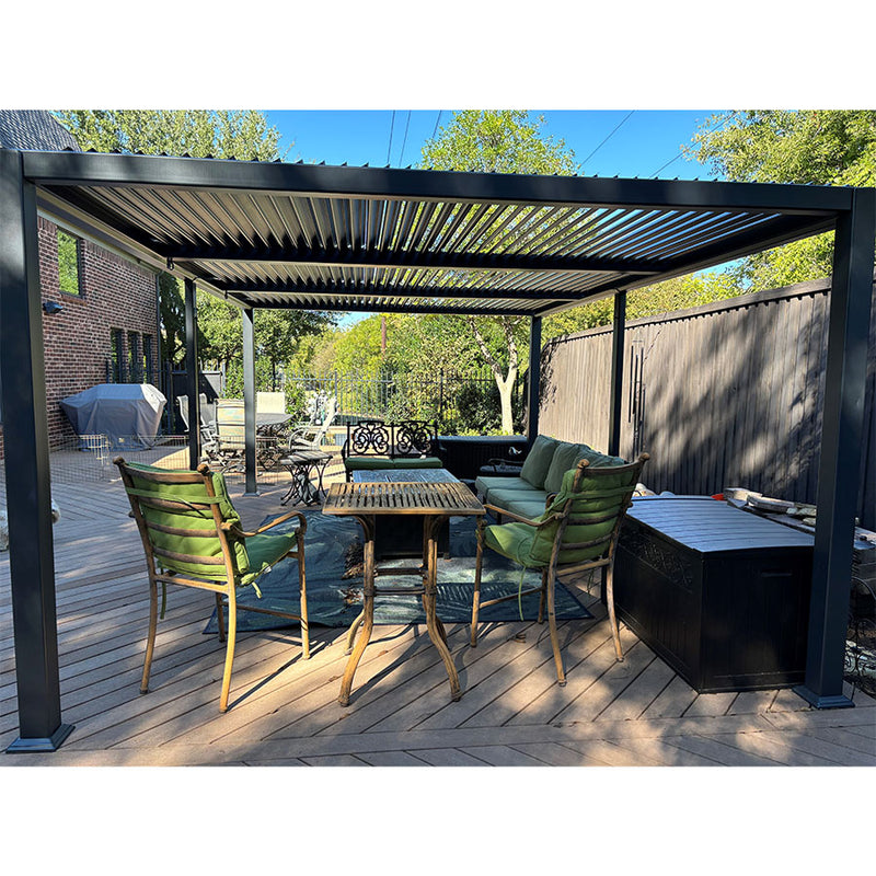 PURPLE LEAF 11.4' × 17.5' Outdoor Louvered Pergola with Adjustable Hardtop Gazebo Sun Shade Patio Aluminum Pergola