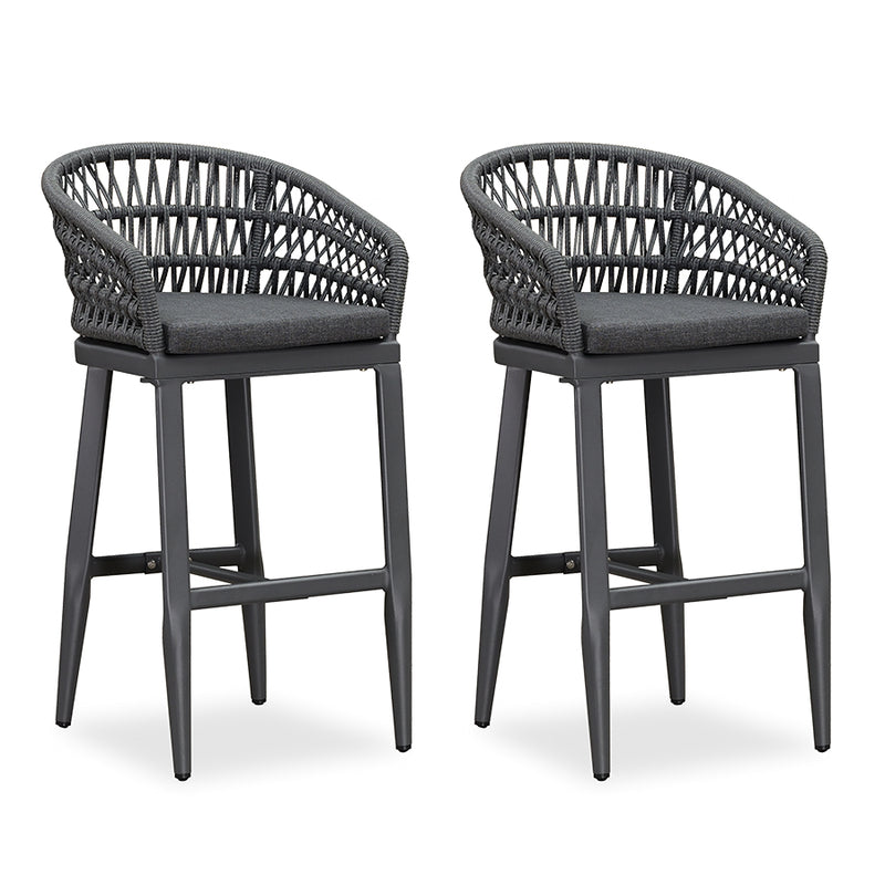 OPEN BOX I PURPLR LEAF Bar Stools Chair Set of 2, Rattan and Aluminum Frame with Comfortable Cushion