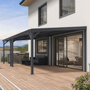 PURPLE LEAF Lean to Gazebo Metal Roof Patio Cover Built-in Drain Slots Wall Mounted Gazebo for Outdoor Extension