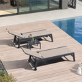 PURPLE LEAF Outdoor Aluminum Chaise Lounge Set of 3 with Wheels and Side Table for Outdoor Backyard Poolside