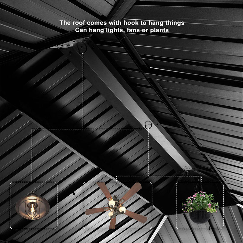 PURPLE LEAF Outdoor Metal Carport Gazebo Grey Steel Roof Aluminum Frame Shelter for Parking