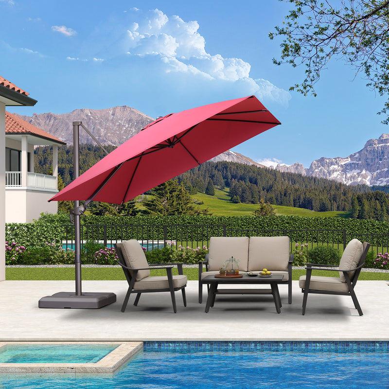 PURPLE LEAF Patio Cantilever Umbrella with Aluminum Offset Hanging for Pool Garden Deck