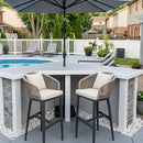 PURPLE LEAF Outdoor Bar Stools Patio Modern Aluminum Rattan High Back & Arms Bar Chairs with Removable Cushions and Pillows  for Outdoor or Indoor