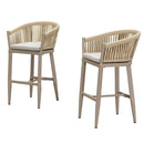 Open Box | Purple Leaf Counter Bar Stools Chair Set of 2, Modern Aluminum Wicker Bar Chair Indoor and Outdoor