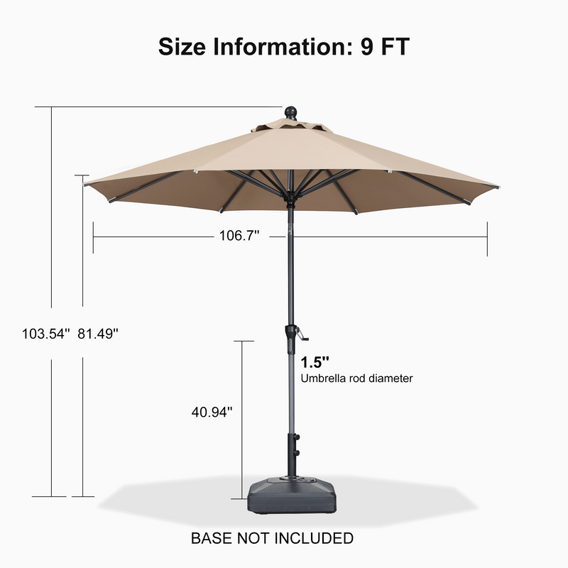 PURPLE LEAF Crank and Tilt Table Umbrella Outdoor Patio Market Umbrella with Visible Hand Crank System