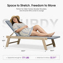 PURPLE LEAF Extra Large Patio Chaise Lounge French Outdoor Wicker Lounger Matte Teak Aluminum Frame 771LBS Capacity PE Rattan Adjustable Backrest for Pool Garden Beach Backyard