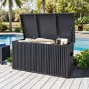 PURPLE LEAF Galvanized Steel Outdoor Deck Box with Wheels, Gray