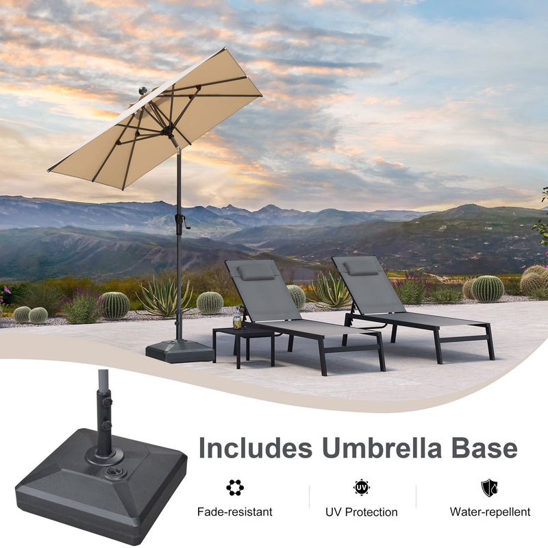 PURPLE LEAF Crank and Tilt Square Patio Table Umbrella with Base for Garden Porch