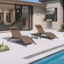 PURPLE LEAF Outdoor Chaise Lounge Chair  Patio Pool Lounger Bronze Aluminum Chairs with Side Table Adjustable Tanning Recliner for Outside Backyard Yard Deck Balcony Beach