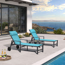 PURPLE LEAF Outdoor Lounge Chair Patio Chaise Pool Lounger Aluminum Frame with Side Table and Wheels for Outside Sunbathing Tanning Recliner Including Pillows