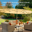 PURPLE LEAF Double-Sided Outdoor Market Table Umbrella with Base for Pool