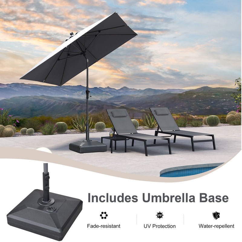 PURPLE LEAF Crank and Tilt Rectangular Outdoor Patio Market Umbrella with Base