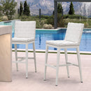 PURPLE LEAF Outdoor Counter Height Stools Set of 2, PU Leather Patio Bar Set with Aluminum Frame, Bar Chairs for Poolside, Garden, Kitchen Island