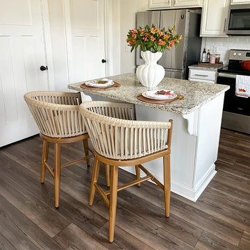 Indoor/Outdoor Bar Stools Aluminum Rattan Design Set of