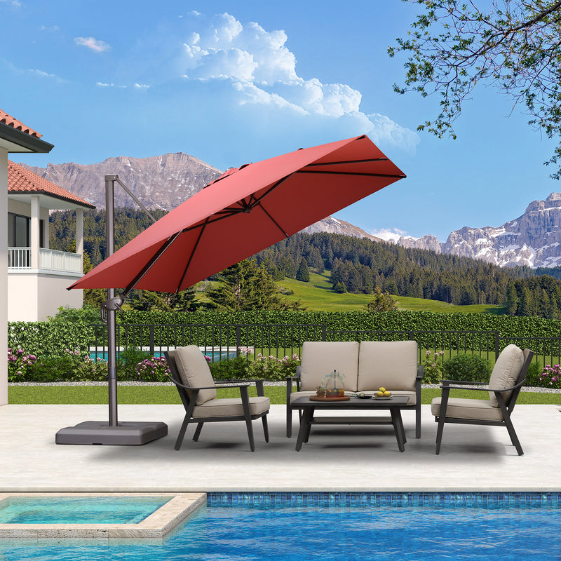 PURPLE LEAF Patio Cantilever Umbrella with Aluminum Offset Hanging for Pool Garden Deck