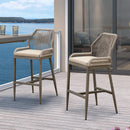 Clearance - PURPLE LEAF Patio Sunbrella Bar Stools Rattan Bar Aluminum Bar Stool Outdoor Barstools with Back and Cushion for Garden Kitchen Island