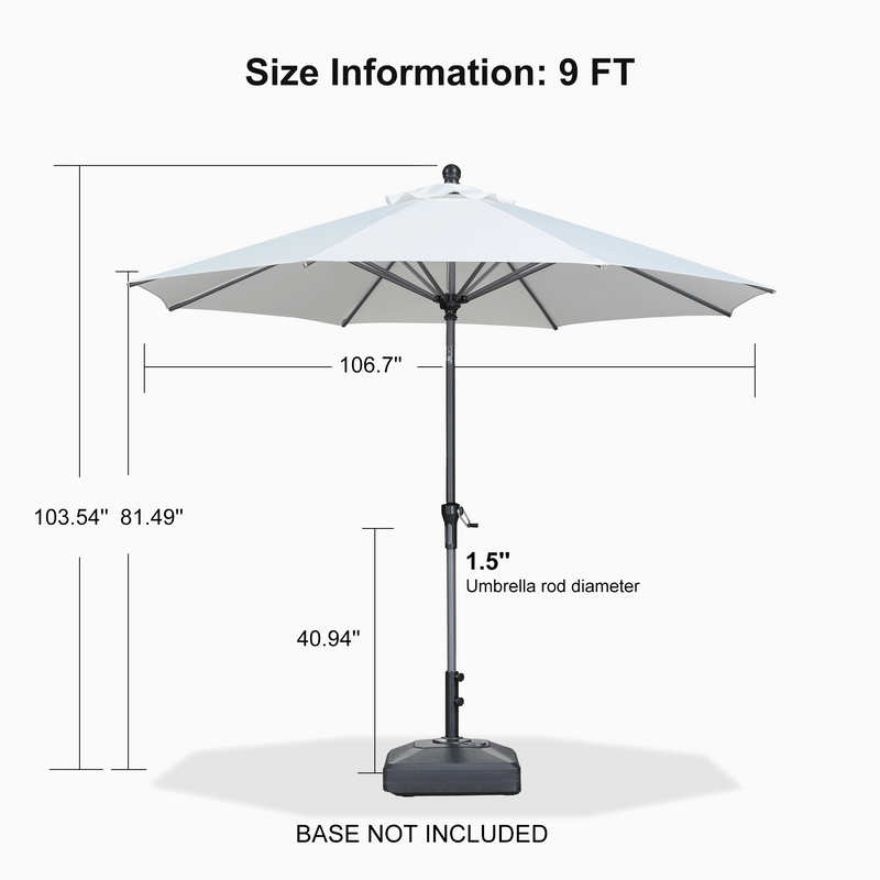 PURPLE LEAF Crank and Tilt Table Umbrella Outdoor Patio Market Umbrella with Visible Hand Crank System