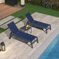 PURPLE LEAF Outdoor Aluminum Chaise Lounge Set of 3 with Wheels and Side Table for Outdoor Backyard Poolside
