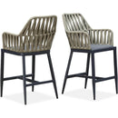 Clearance-PURPLE LEAF Modern Bar Stool Set of 2, Woven Counter Stools with Back, Bistro Bar Stools