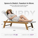 PURPLE LEAF Extra Large Patio Chaise Lounge French Outdoor Wicker Lounger Matte Teak Aluminum Frame 771LBS Capacity PE Rattan Adjustable Backrest for Pool Garden Beach Backyard