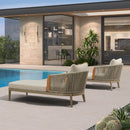 PURPLE LEAF Hailar Olefin Patio Chaise Lounge Chair , Upholstered Pool Lounge Chairs for Outdoor with Teak Armresfor Deck, Pool, Lawn, Garden, Courtyard, Porch, Khaki