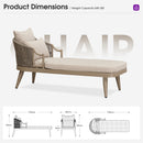 PURPLE LEAF Outdoor Lounge Chair, Patio Chaise Lounge with Cushioned Seat & Supportive Armrests, Ergonomic Aluminum Pool Lounge Chairs for Backyard Deck Poolside, Teak