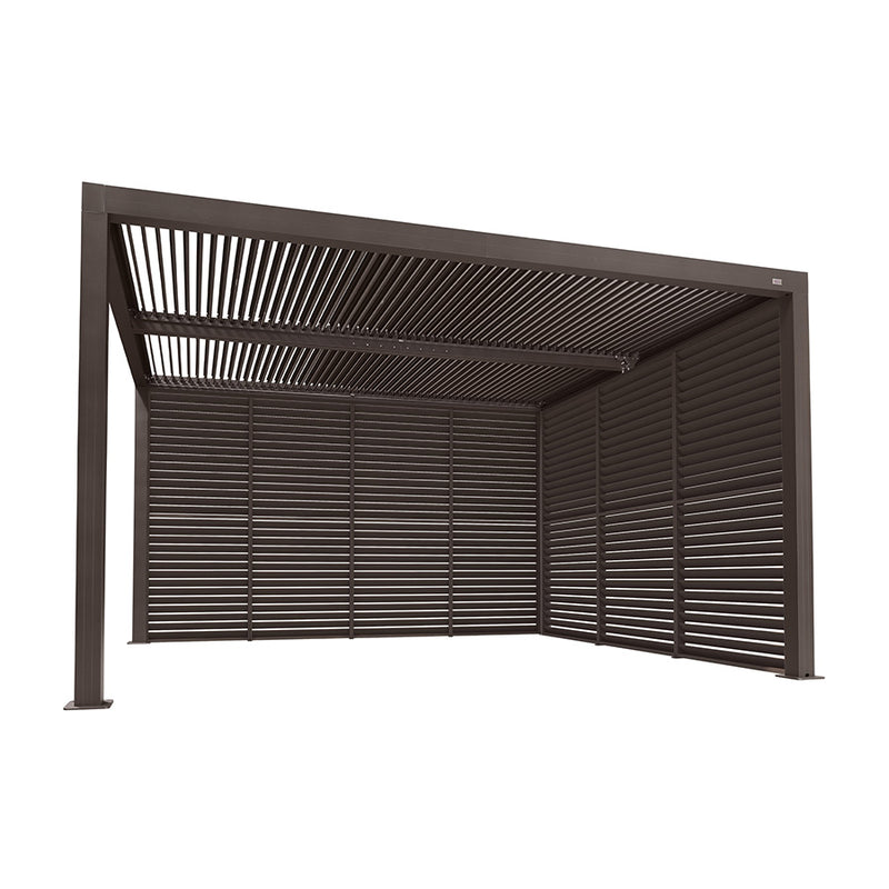 PURPLE LEAF Louvered Pergola Bronze Outdoor Aluminum Pergola with Shutter Wall Adjustable Gazebo Rainproof for Patio Deck Garden