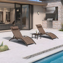 PURPLE LEAF Outdoor Chaise Lounge Chair  Patio Pool Lounger Bronze Aluminum Chairs with Side Table Adjustable Tanning Recliner for Outside Backyard Yard Deck Balcony Beach