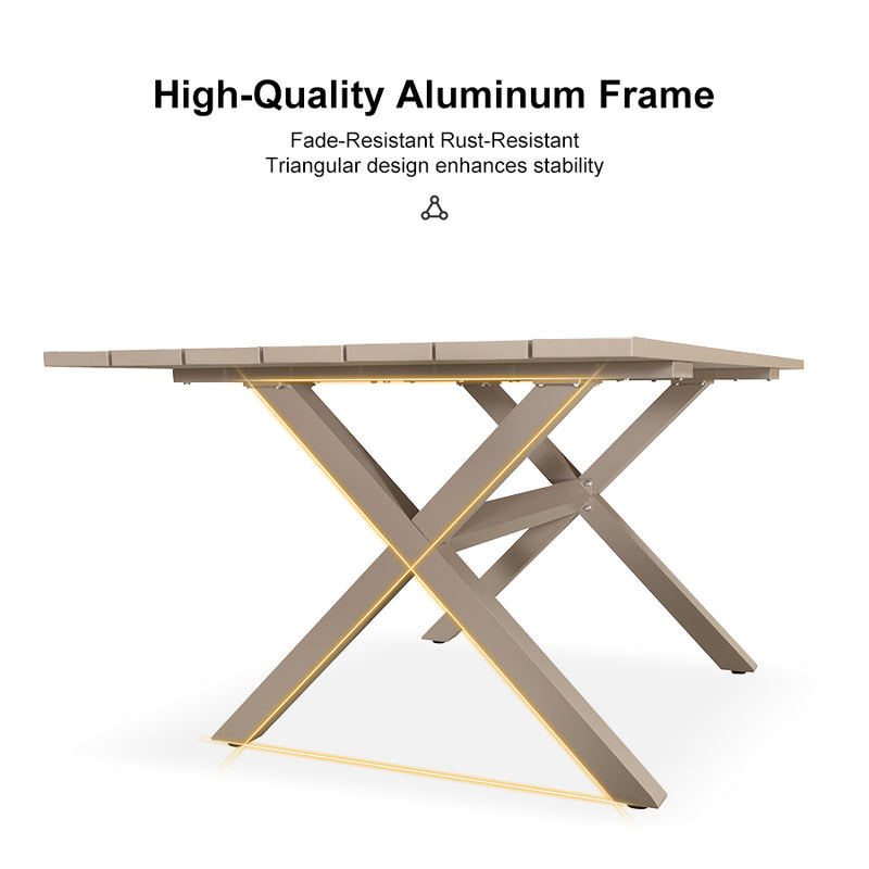 PURPLE LEAF 7/9/11 Pieces Outdoor Dining Set with Aluminium Table and Rattan Chairs, Champagne
