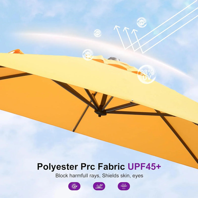 PURPLE LEAF Pool Umbrella Outdoor Cantilever Umbrella with In-ground Base