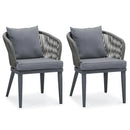PURPLE LEAF 2 Pieces Patio Dining Chair Set All-Weather Wicker Dining Chair Aluminum Bistro Set with Cushions and Pillows for Garden Deck Kitchen