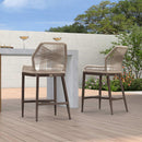 Clearance - PURPLE LEAF Patio Sunbrella Bar Stools Rattan Bar Aluminum Bar Stool Outdoor Barstools with Back and Cushion for Garden Kitchen Island