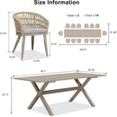 PURPLE LEAF Modern Outdoor Dining Table with 6/8/10 Seats, All-Weather Aluminum Table and Rattan Chairs with Cushions, Champagne