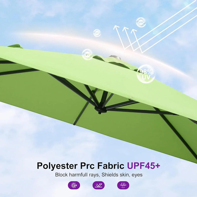 PURPLE LEAF Pool Umbrella Outdoor Cantilever Umbrella with In-ground Base
