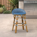 PURPLE LEAF Patio Oversized Backrest Bar Height Stool Set of 2 Outdoor Round Barstools Aluminum Frame Woven Rattan for Indoor Kitchen Dining Bistros Cafe Restaurant