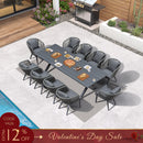 PURPLE LEAF Patio Dining Sets with Aluminum Frame Table & Handwoven Wicker Chairs Grey