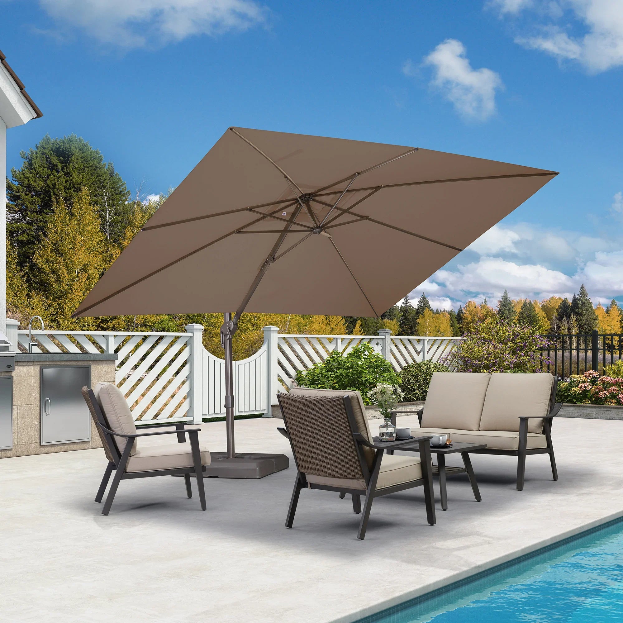 Purple Leaf Cantilever Patio Umbrella