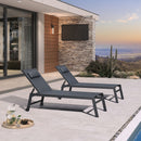 PURPLE LEAF Outdoor Lounge Chair Patio Chaise Pool Lounger Aluminum Frame with Side Table and Wheels for Outside Sunbathing Tanning Recliner Including Pillows