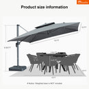 Clearance - PURPLE LEAF OPEN BOX SUNBRELLA Cantilever Umbrella Grey Aluminum Patio Umbrella