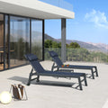 PURPLE LEAF Outdoor Lounge Chair Patio Chaise Pool Lounger Aluminum Frame with Side Table and Wheels for Outside Sunbathing Tanning Recliner Including Pillows