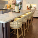 PURPLE LEAF Outdoor Bar Stools Set of 2 Rattan Bar Stools Counter Stools with Back and Cushions  for Patio, Garden, Kitchen