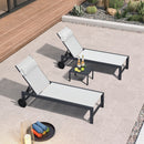 PURPLE LEAF Outdoor Lounge Chair Patio Chaise Pool Lounger Aluminum Frame with Side Table and Wheels for Outside Sunbathing Tanning Recliner Including Pillows