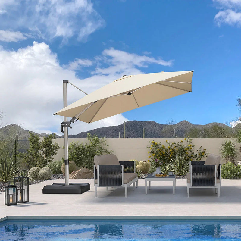 PURPLE LEAF Deluxe Left-Right Tilting Patio Umbrella Outdoor Swivel Cantilever Umbrellas