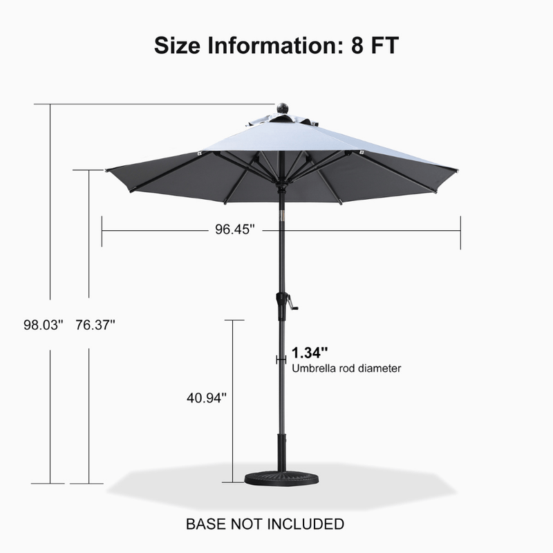 PURPLE LEAF Crank and Tilt Table Umbrella Outdoor Patio Market Umbrella with Visible Hand Crank System