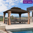 PURPLE LEAF Outdoor Hardtop Gazebo for Garden Bronze Double Roof Aluminum Frame Pavilion