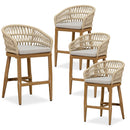 PURPLR LEAF Bar Stools Chair Set of 2, Rattan and Aluminum Frame with Comfortable Cushion