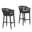 Open Box | Purple Leaf Counter Bar Stools Chair Set of 2, Modern Aluminum Wicker Bar Chair Indoor and Outdoor