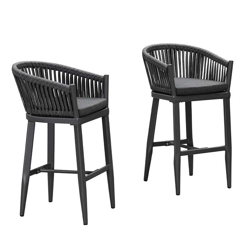 Purple Leaf Counter Bar Stools Chair Set of 2, Modern Aluminum Wicker Bar Chair Indoor and Outdoor