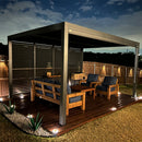 PURPLE LEAF Athena Louvered Pergola Grey Outdoor Aluminum Pergola with Shutter Wall Adjustable Gazebo Rainproof for Patio Deck Garden